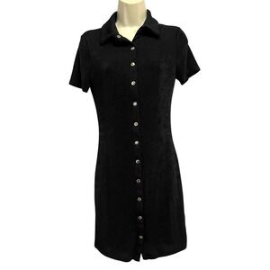 Princess Polly Dress Womens 6 Black Collared Button Front Shirt Mini Stretch Y2K